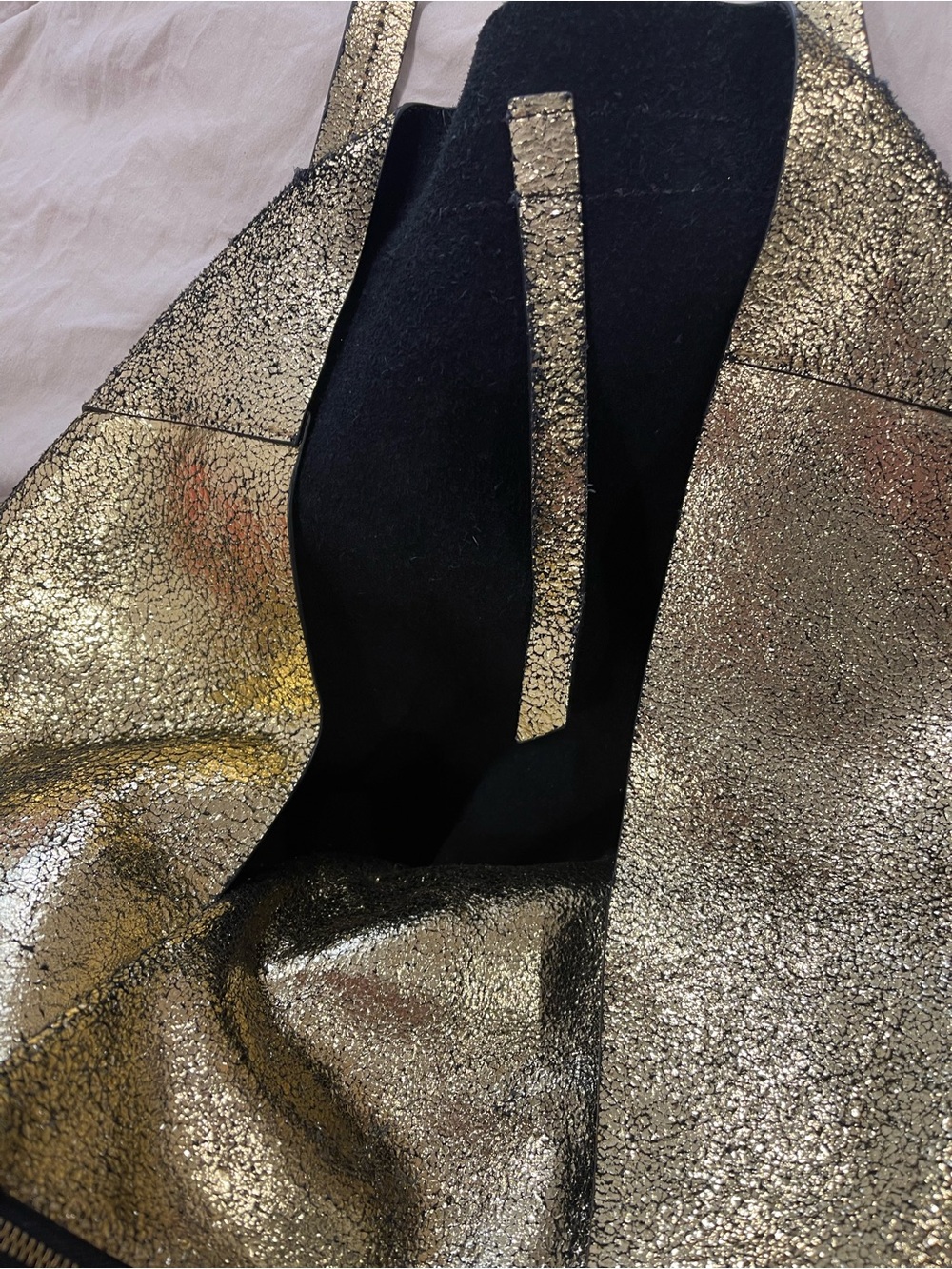 Zara Gold Metallic large leather Tote Bag - - Picture 14 of 15